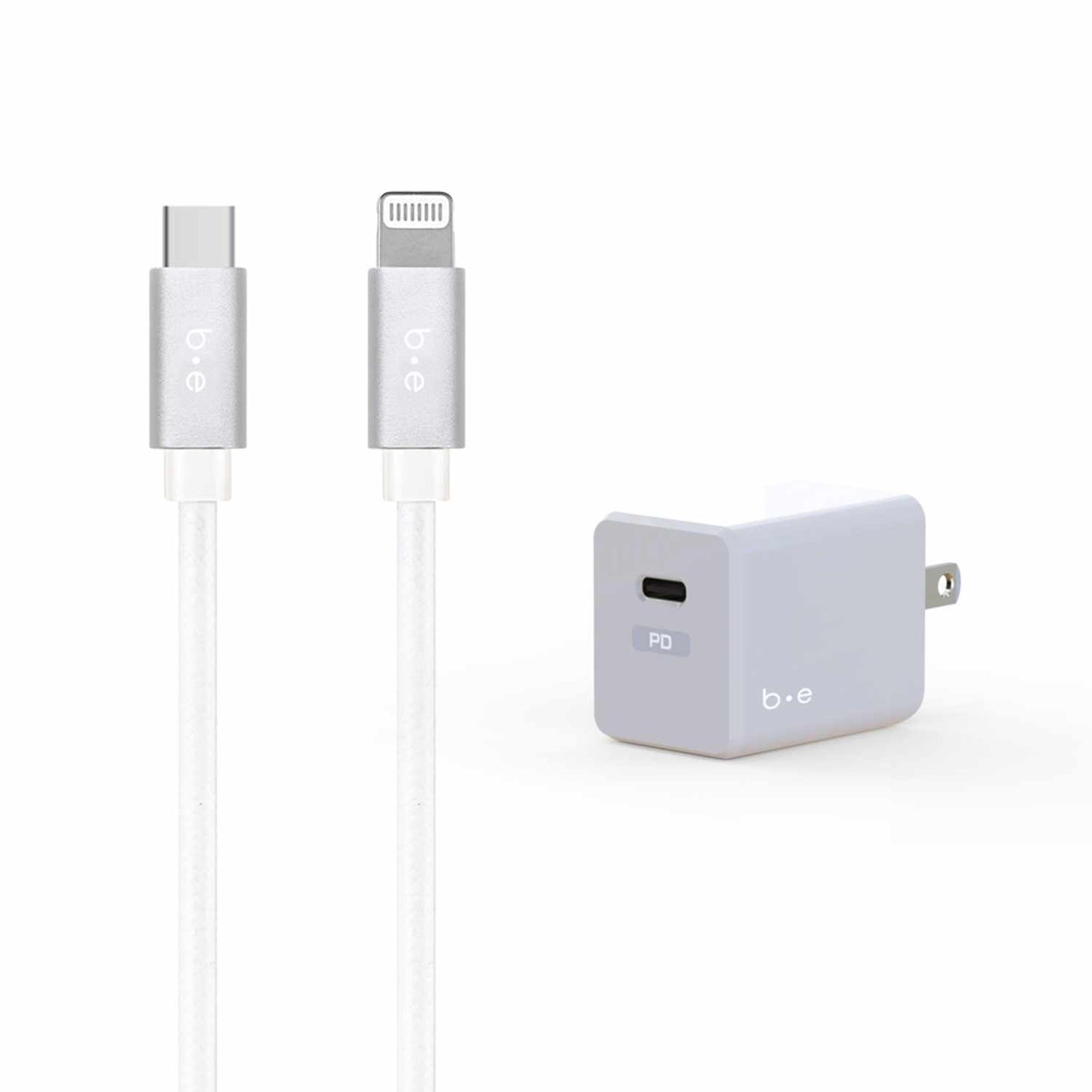 Wall Charger USB-C 20W PD w/Lightning Cable 4ft White