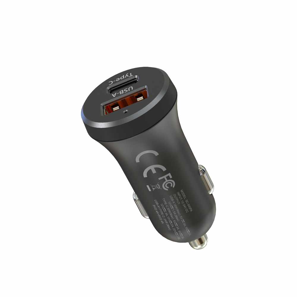 Car Charger USB-C and USB-A Power Delivery 20W Black