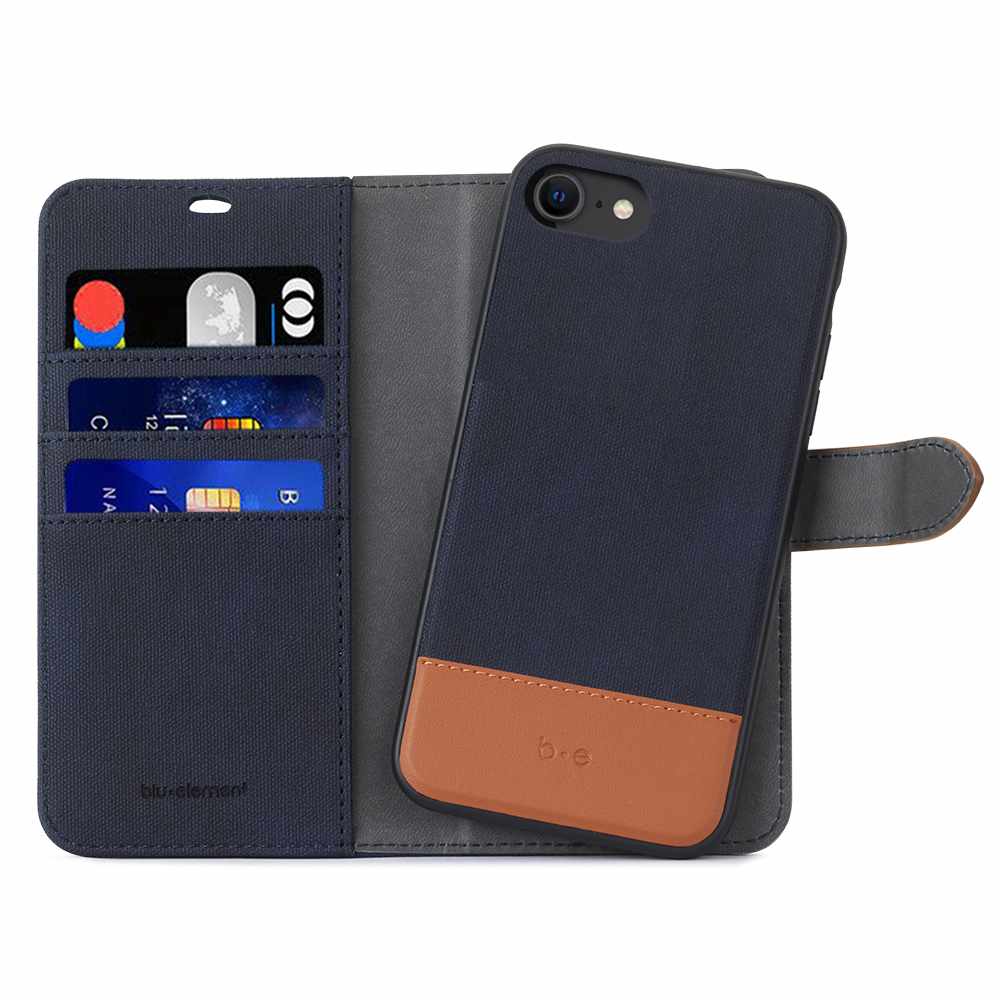 2 in 1 Folio Case Navy/Tan for iPhone SE 2020/8/7