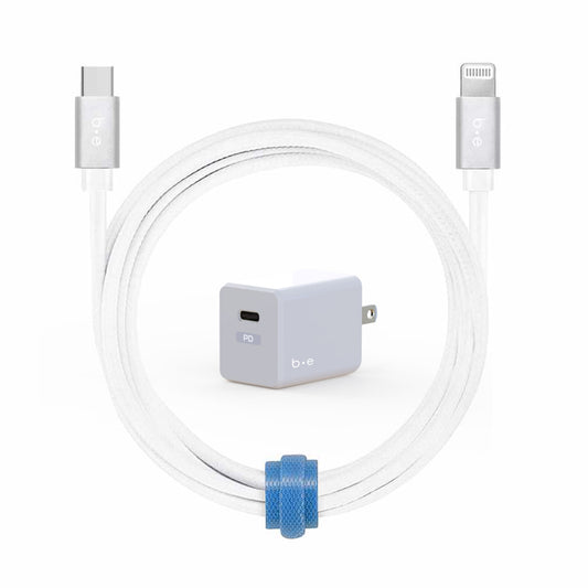 Wall Charger USB-C 20W PD w/Lightning Cable 4ft White