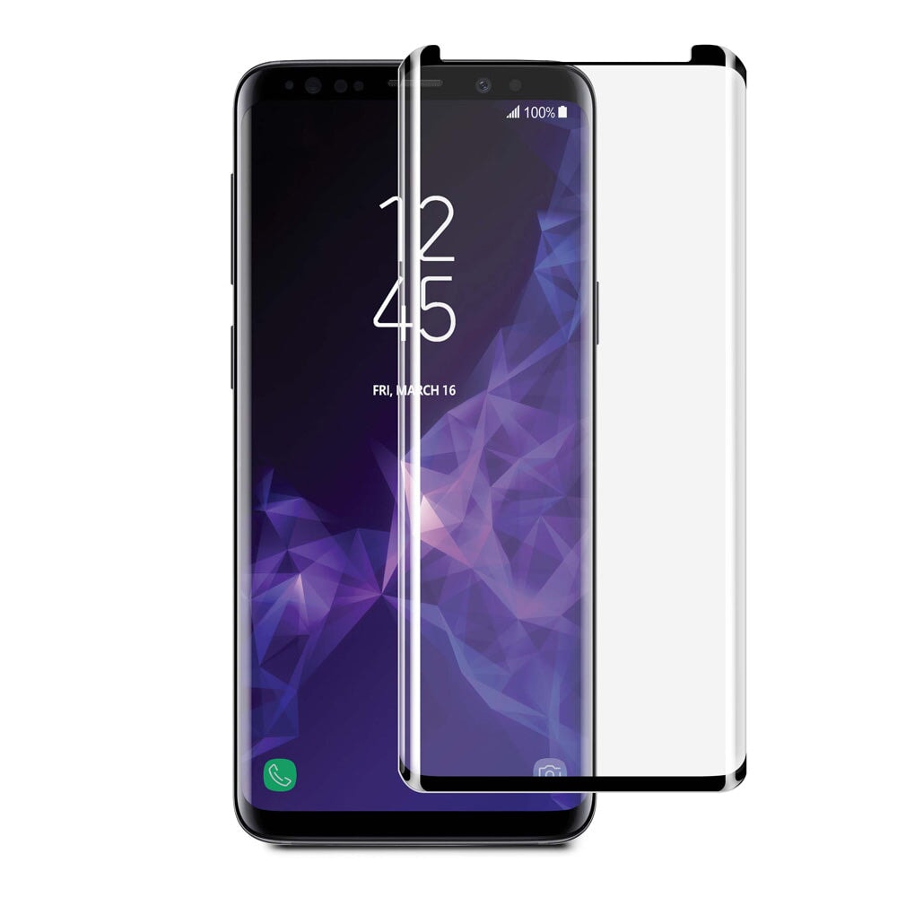 3D Curved Glass Case Friendly Screen Protector Black for Samsung Galaxy S9